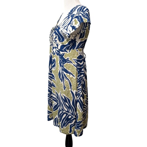 Vintage Manuheali'i Womens Sz S/M? Blue White Aloha Hawaiian Self Tie S/S Dress - Picture 3 of 9